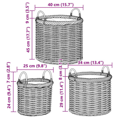 Plantenmand met opslag 3 pcs Grijs Kubu Rattan