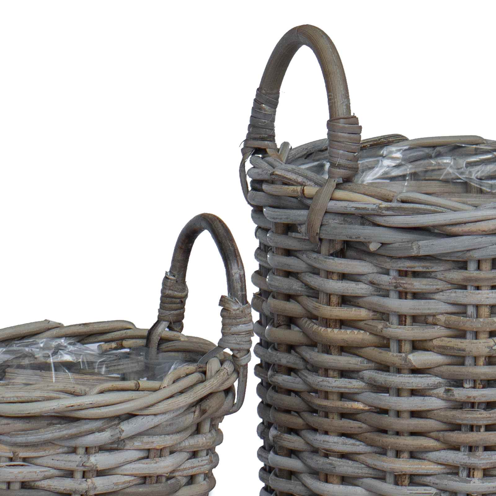 Plantmand met opslag 2 pcs Grijs Kubu Rattan