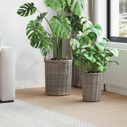 Plantmand kubu rattan grijs 2 stuks 30x44 cm en 22.5x35.5 cm