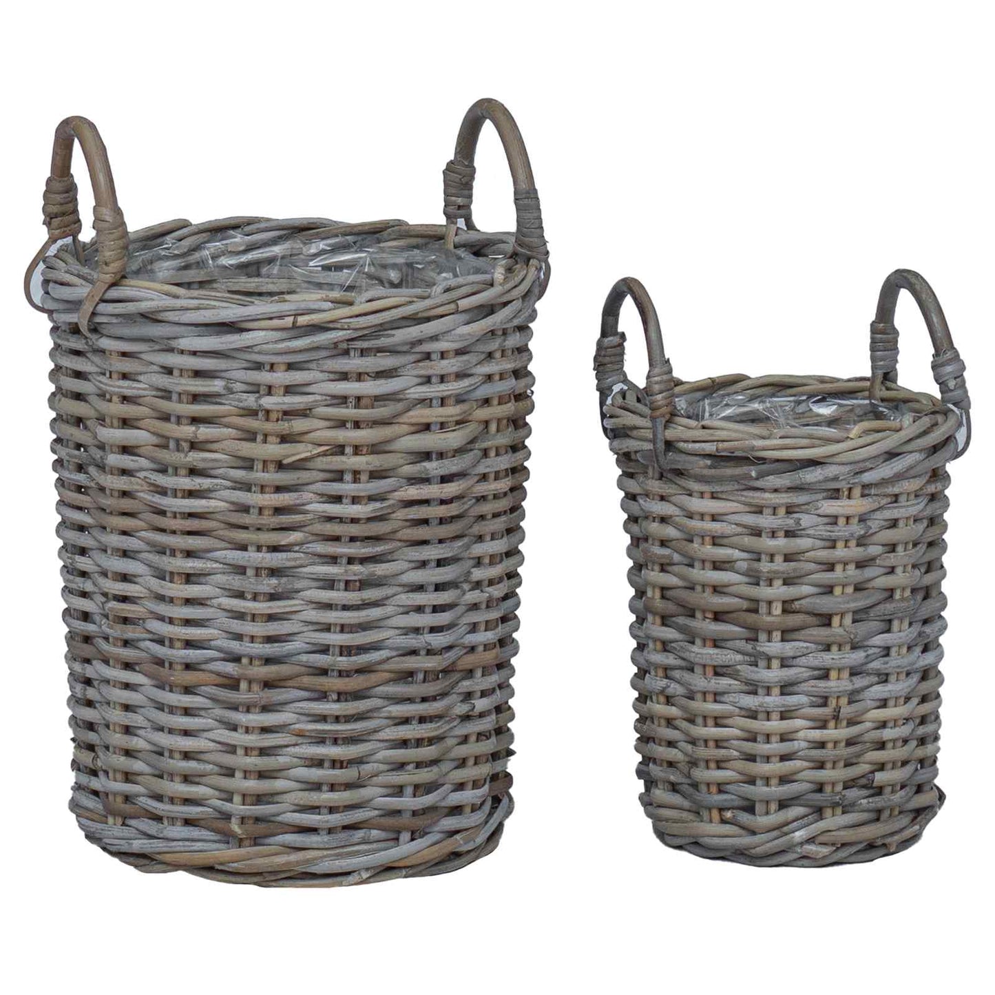 Plantmand met opslag 2 pcs Grijs Kubu Rattan
