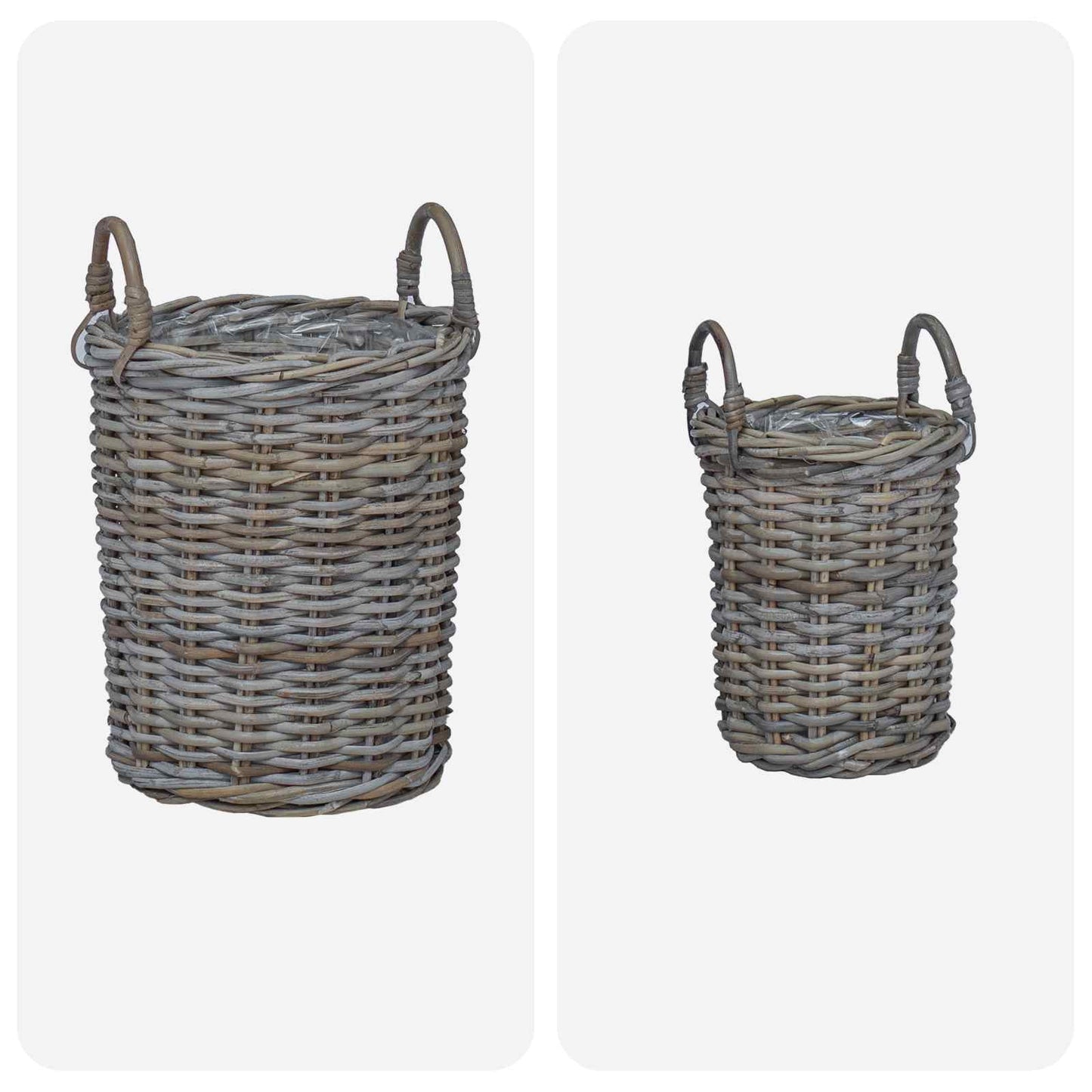 Plantmand met opslag 2 pcs Grijs Kubu Rattan
