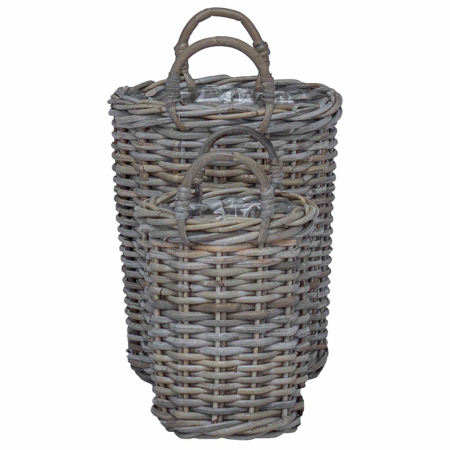 Plantmand met opslag 2 pcs Grijs Kubu Rattan