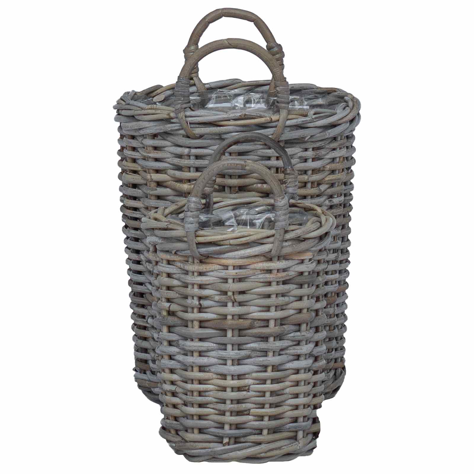 Plantmand met opslag 2 pcs Grijs Kubu Rattan