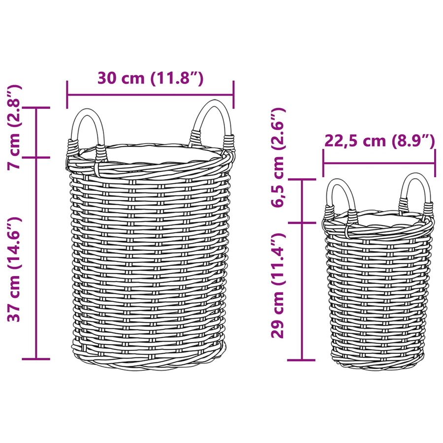 Plantmand met opslag 2 pcs Grijs Kubu Rattan