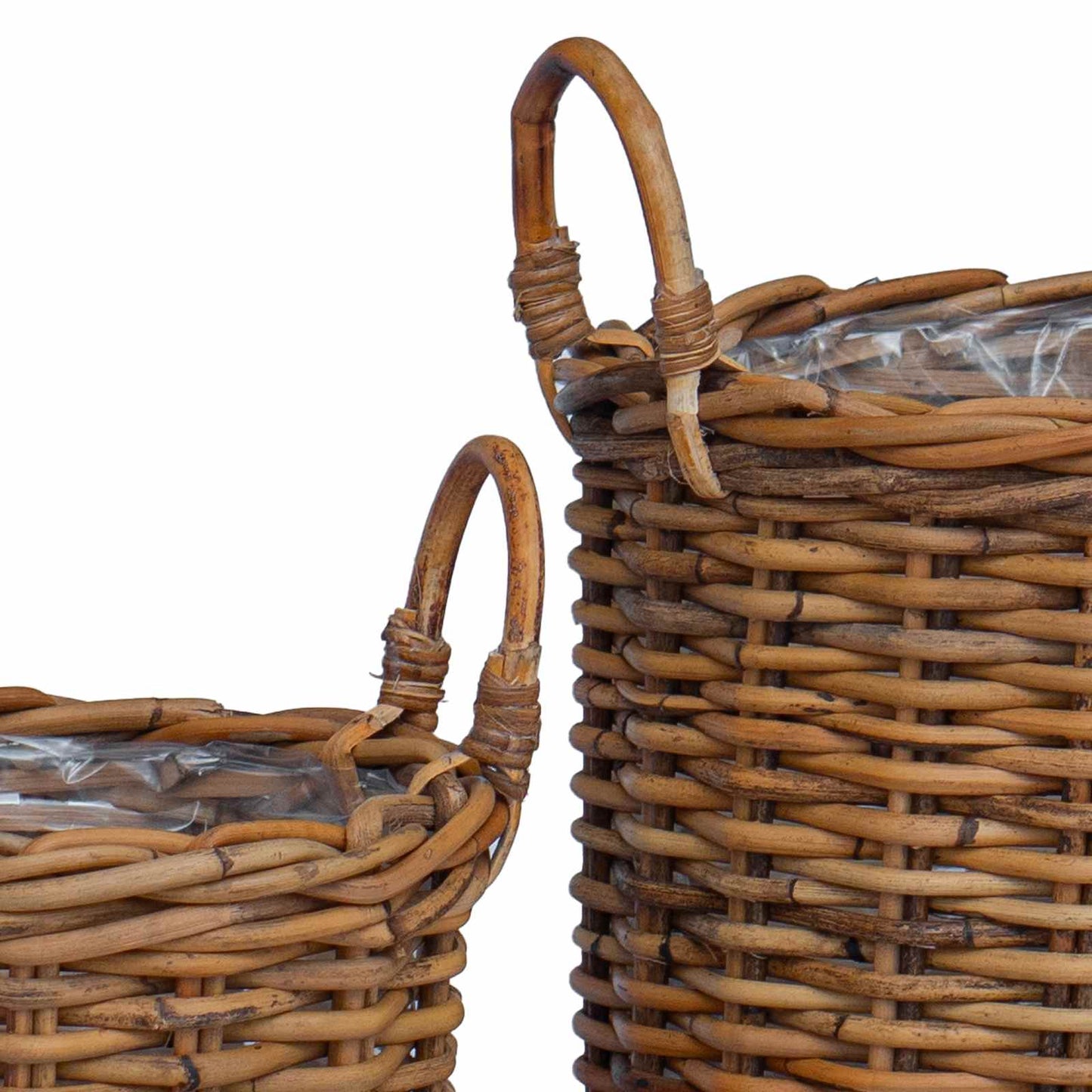 Plantmand met opslag 2 pcs Bruin Kubu Rattan