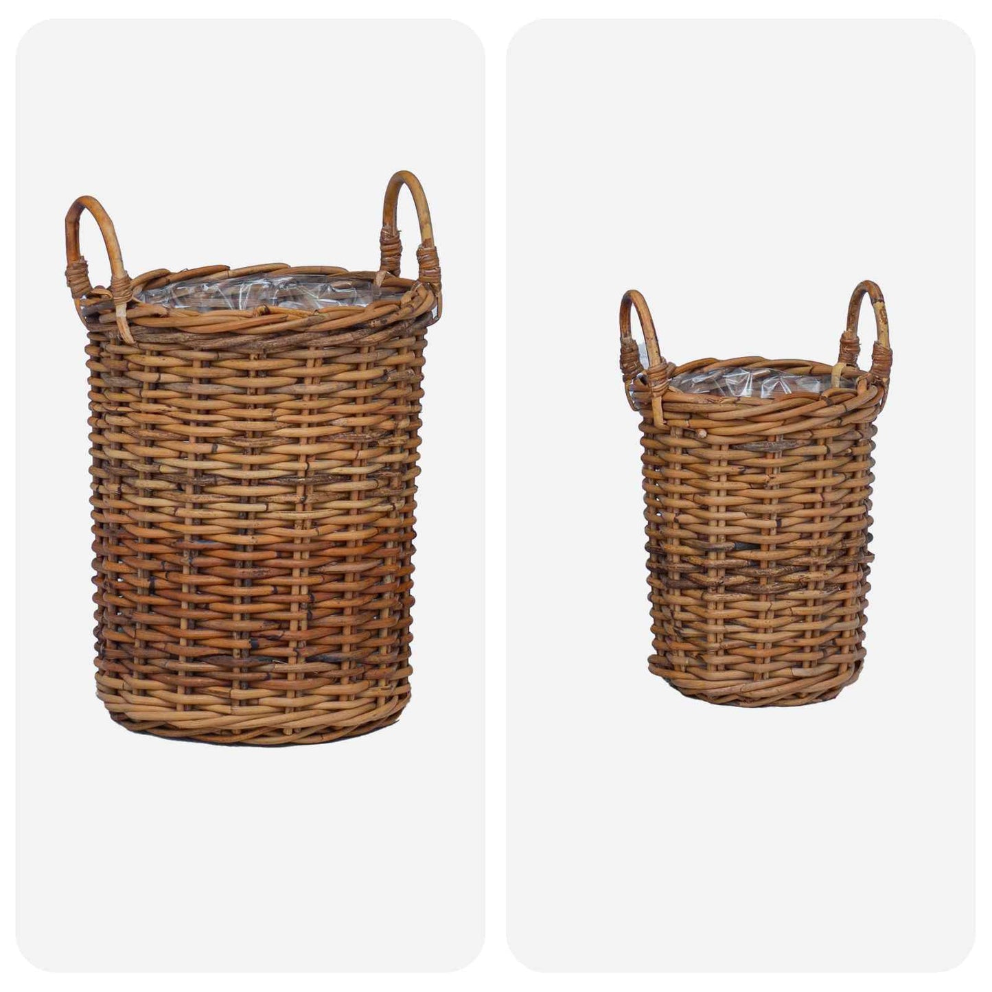 Plantmand met opslag 2 pcs Bruin Kubu Rattan