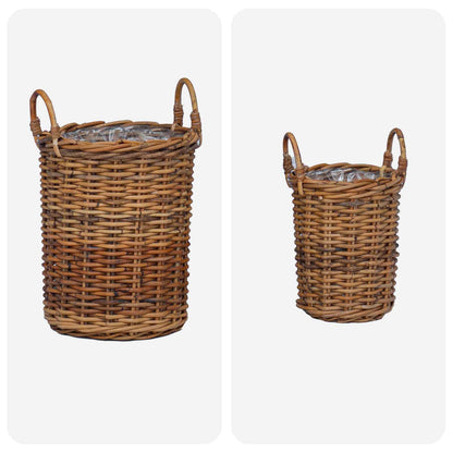 Plantmand met opslag 2 pcs Bruin Kubu Rattan
