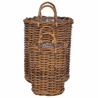 Plantmand met opslag 2 pcs Bruin Kubu Rattan