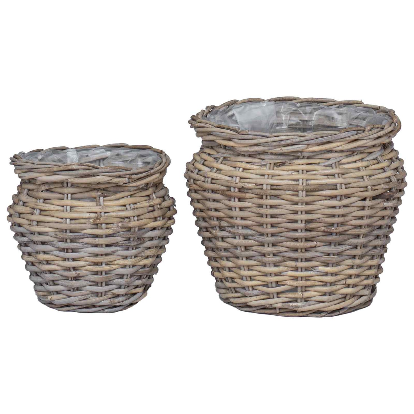 Plantenmand met opslag 2 pcs Grijs Lacak Riet