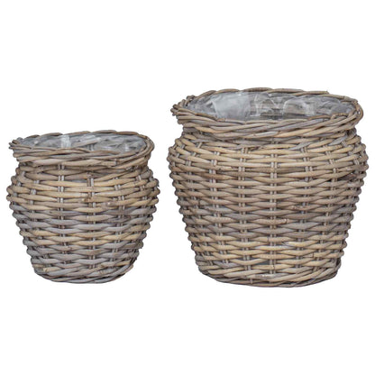 Plantenmand met opslag 2 pcs Grijs Lacak Riet