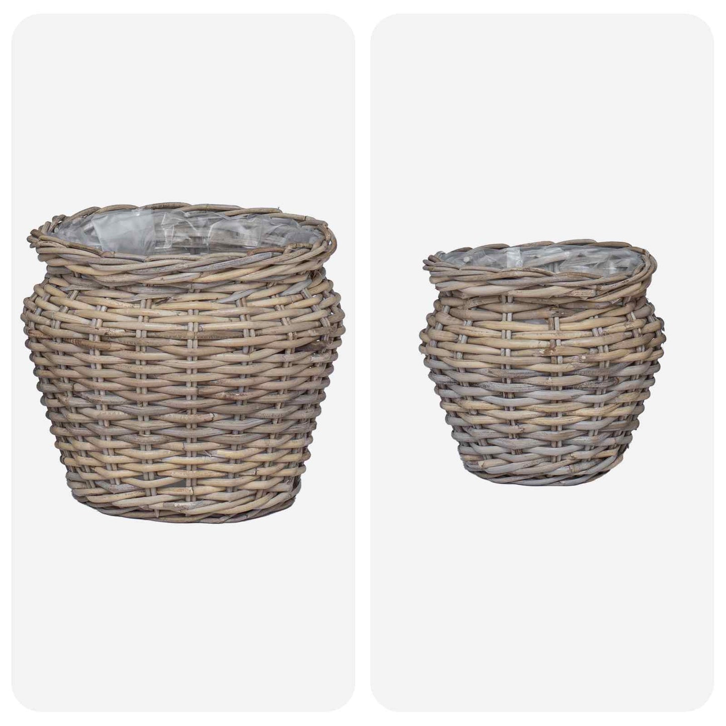 Plantenmand met opslag 2 pcs Grijs Lacak Riet
