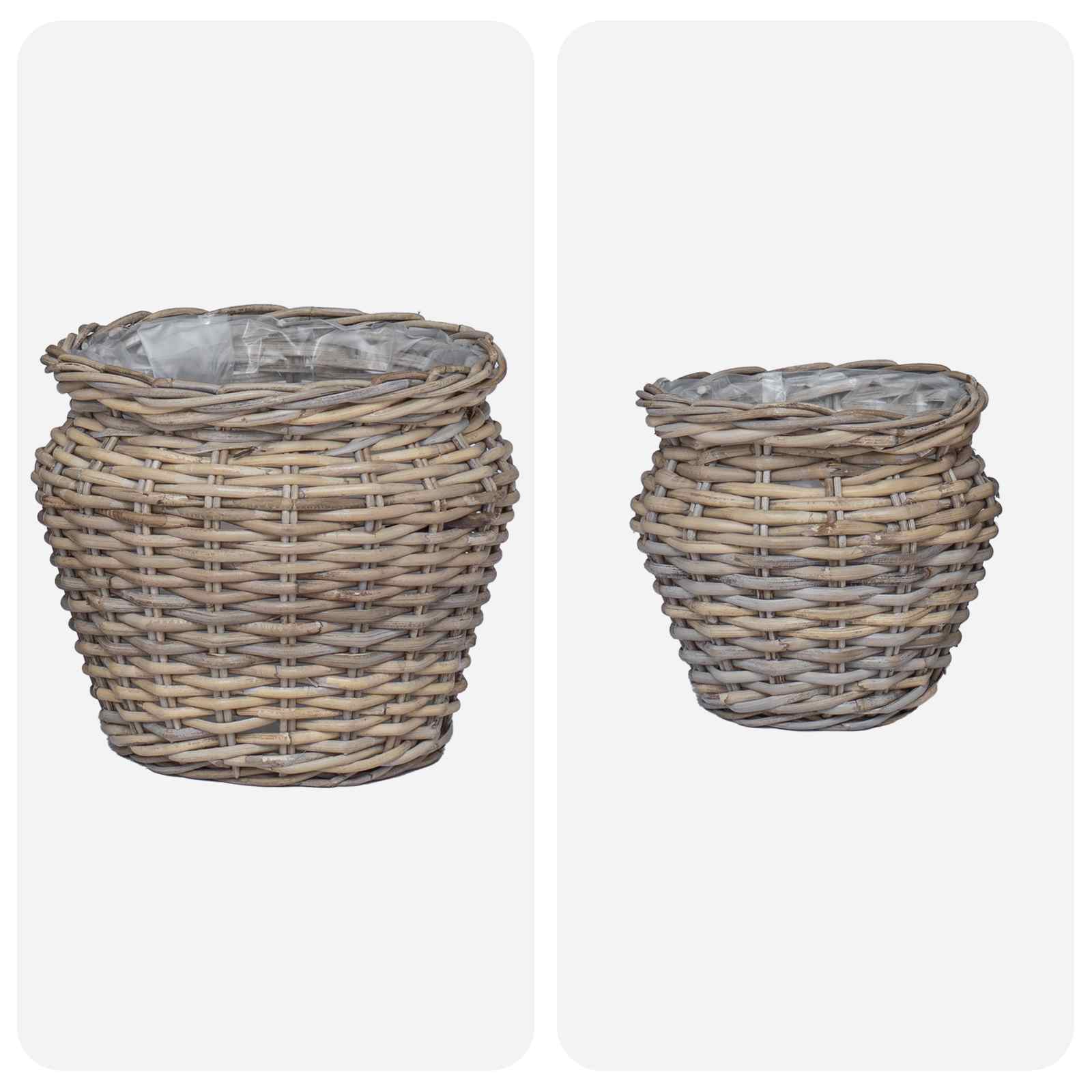 Plantenmand met opslag 2 pcs Grijs Lacak Riet