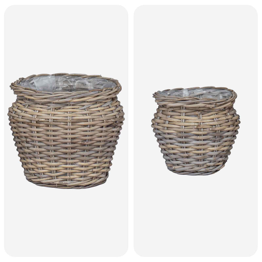 Plantenmand met opslag 2 pcs Grijs Lacak Riet