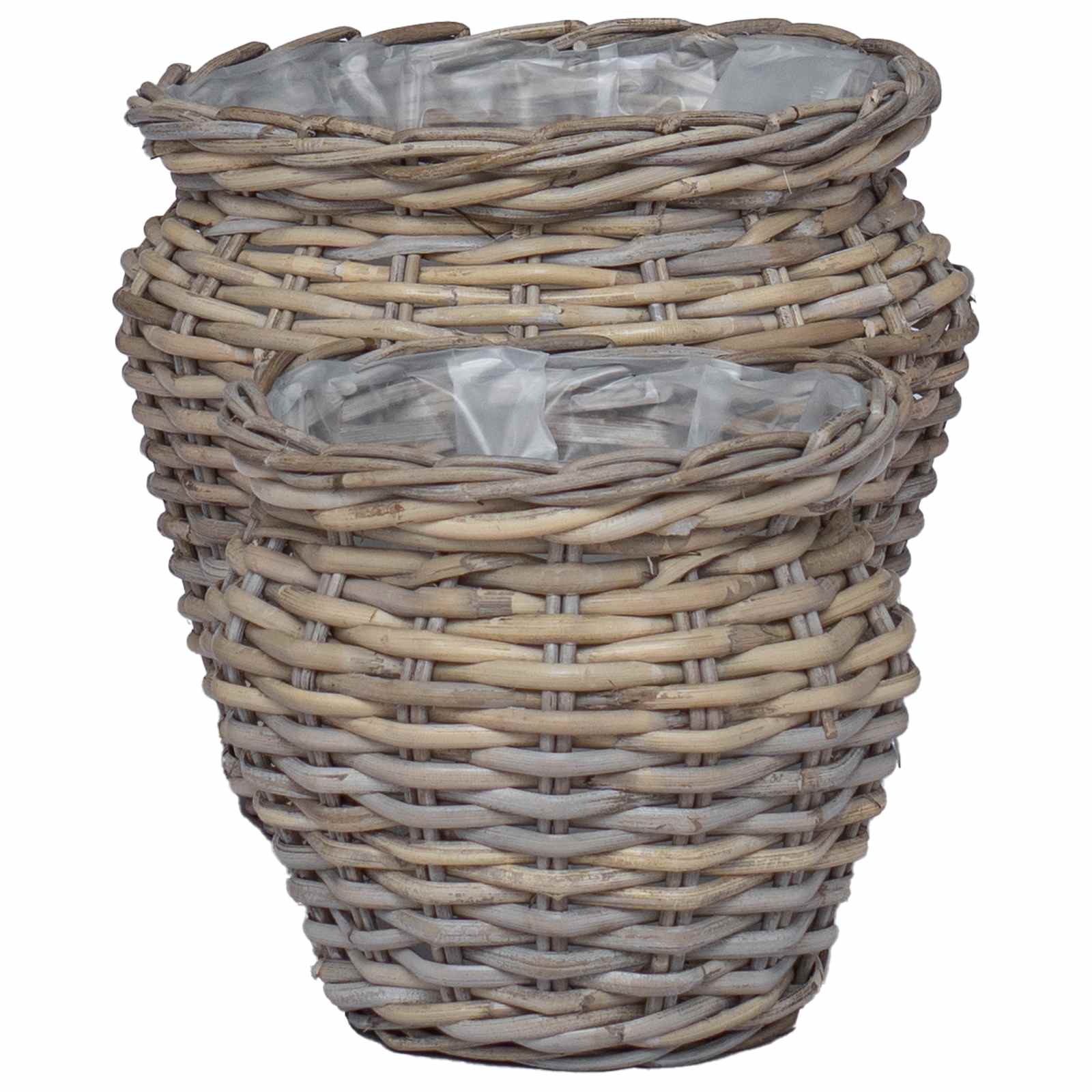 Plantenmand met opslag 2 pcs Grijs Lacak Riet