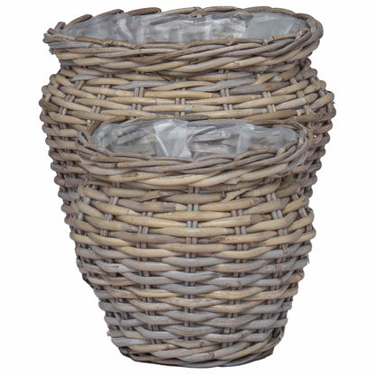 Plantenmand met opslag 2 pcs Grijs Lacak Riet