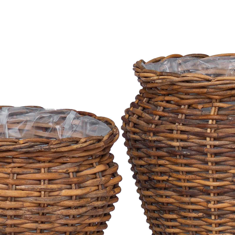 Plantenmand met opslag 2 pcs Bruin Lacak Riet