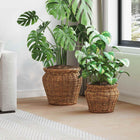 Plantenmand riet bruin 2 stuks 40x40x35 cm en 35x24 cm