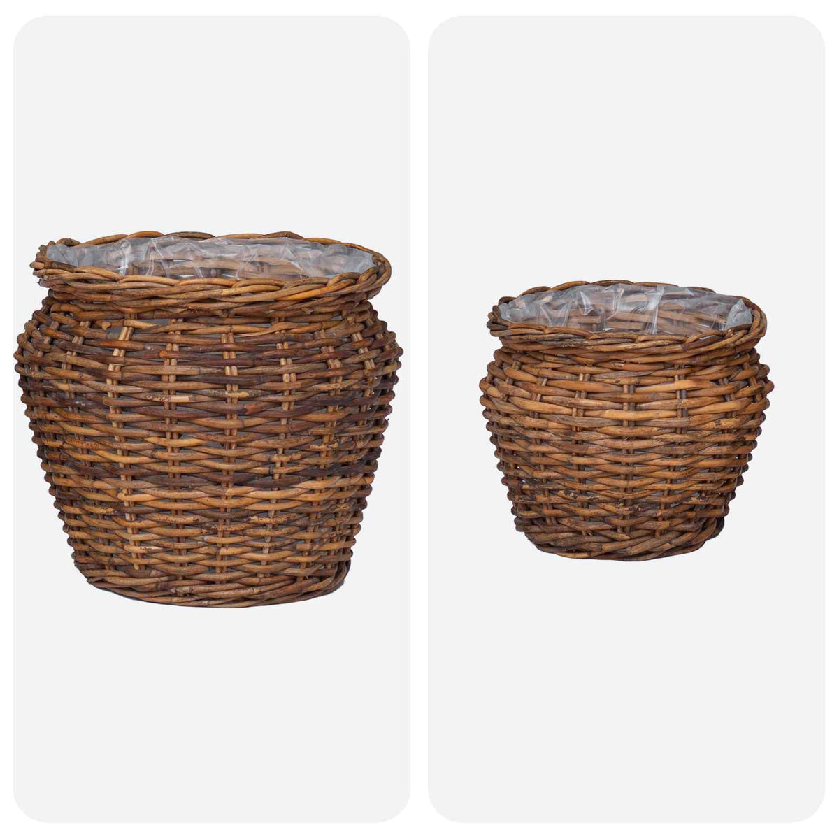 Plantenmand met opslag 2 pcs Bruin Lacak Riet