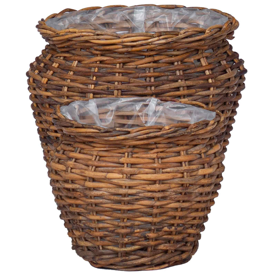Plantenmand met opslag 2 pcs Bruin Lacak Riet