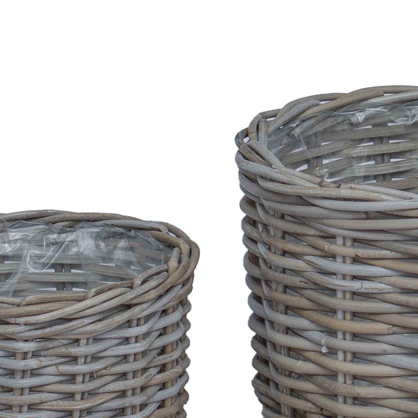 Bloempot Mand met opslag 2 pcs Grijs Kubu Rattan