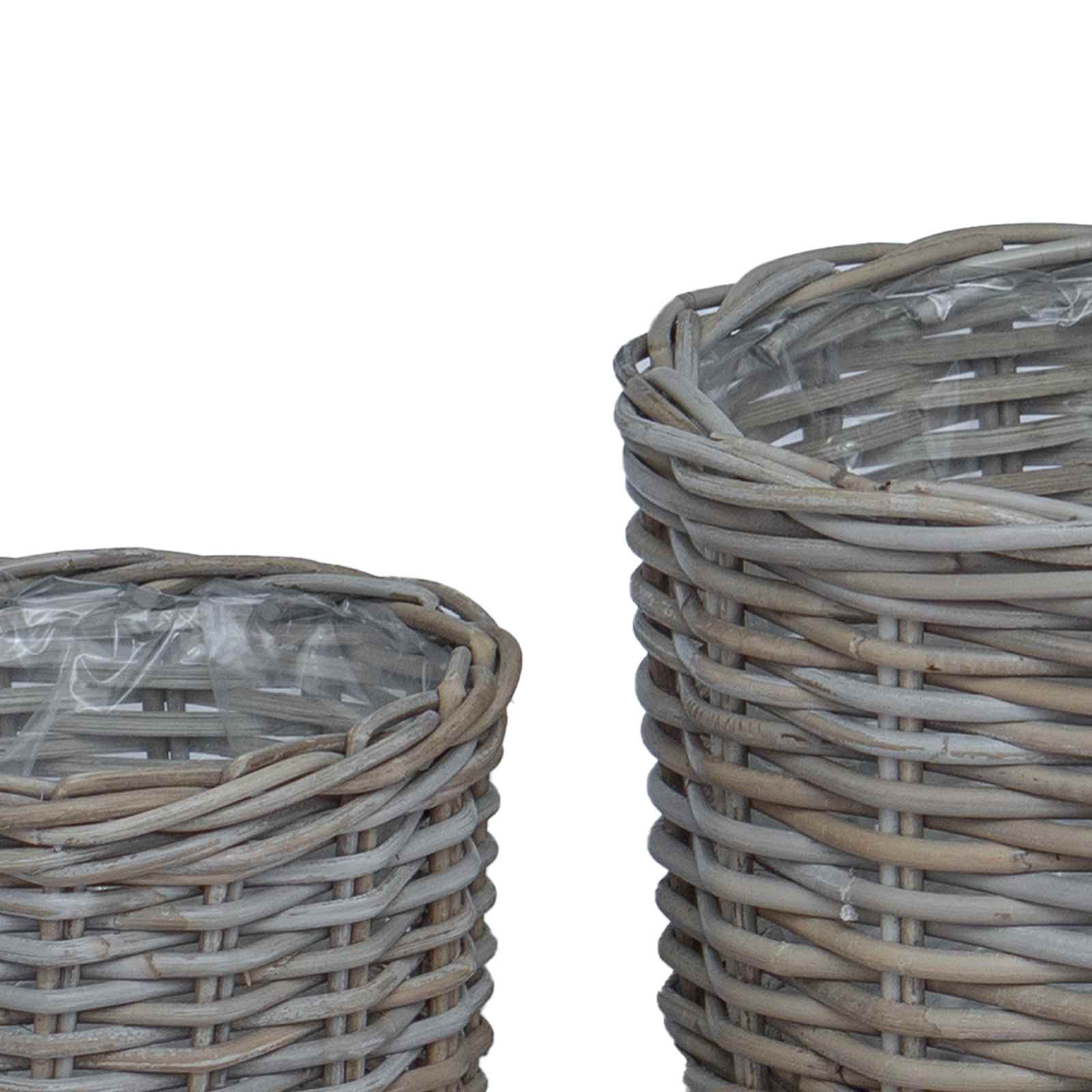 Bloempot Mand met opslag 2 pcs Grijs Kubu Rattan