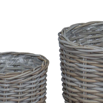 Bloempot Mand met opslag 2 pcs Grijs Kubu Rattan