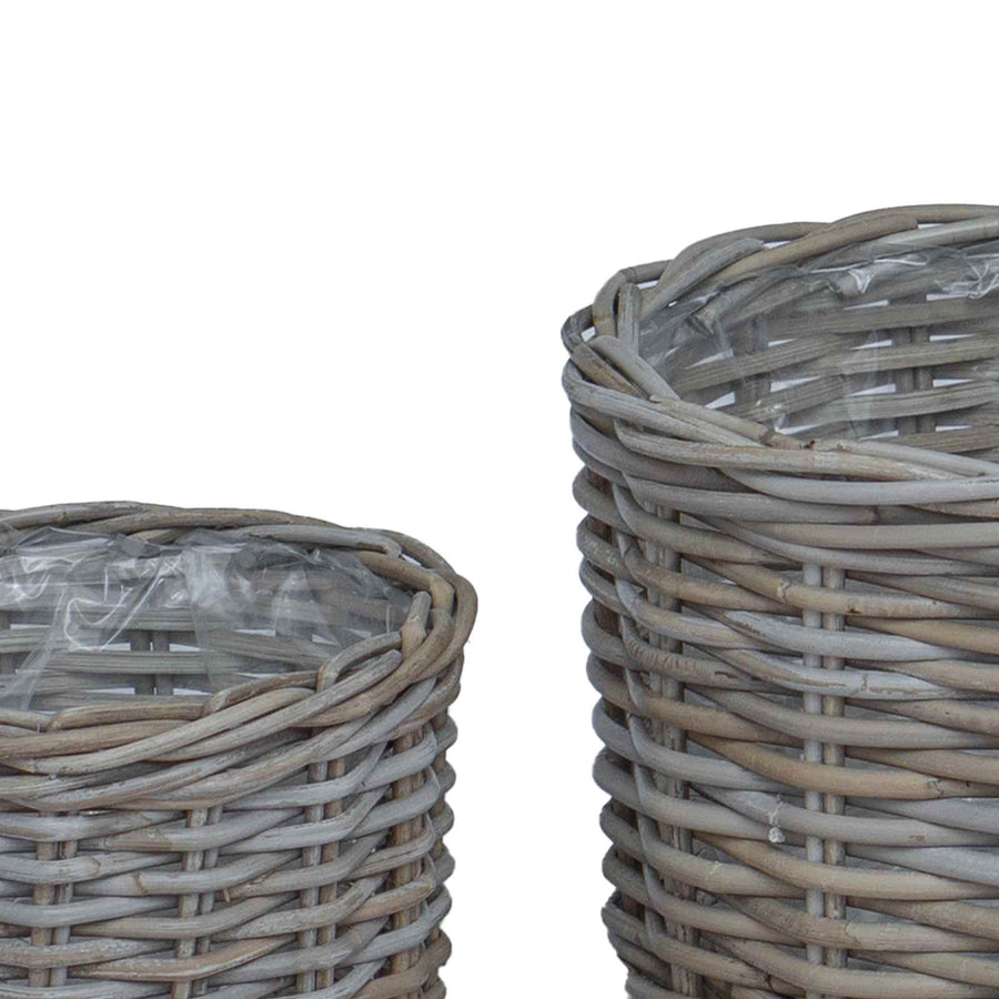Bloempot Mand met opslag 2 pcs Grijs Kubu Rattan