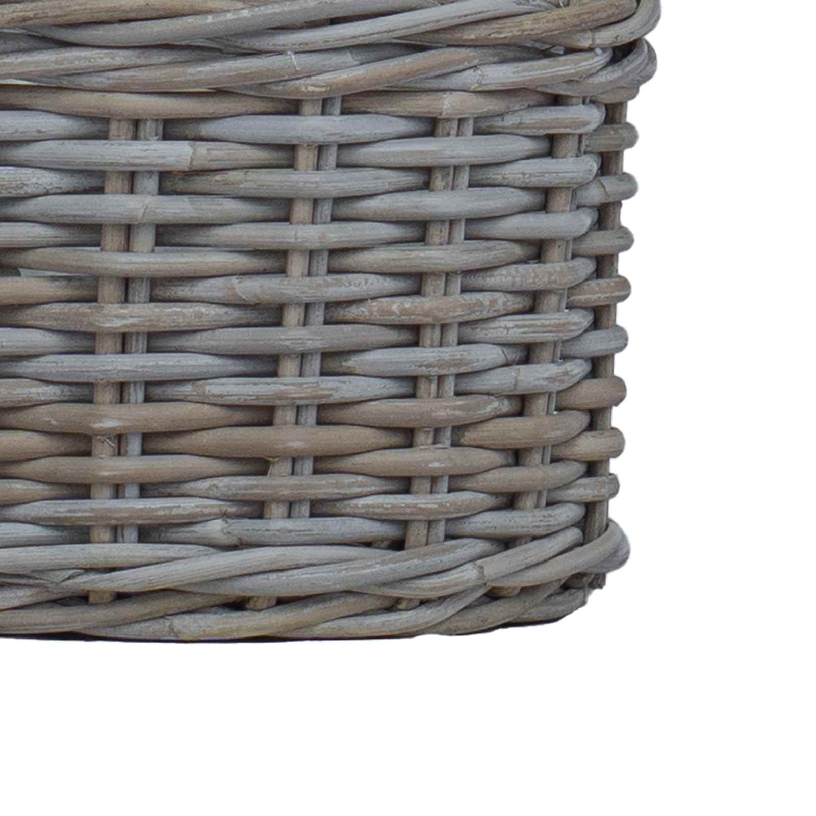 Bloempot Mand met opslag 2 pcs Grijs Kubu Rattan