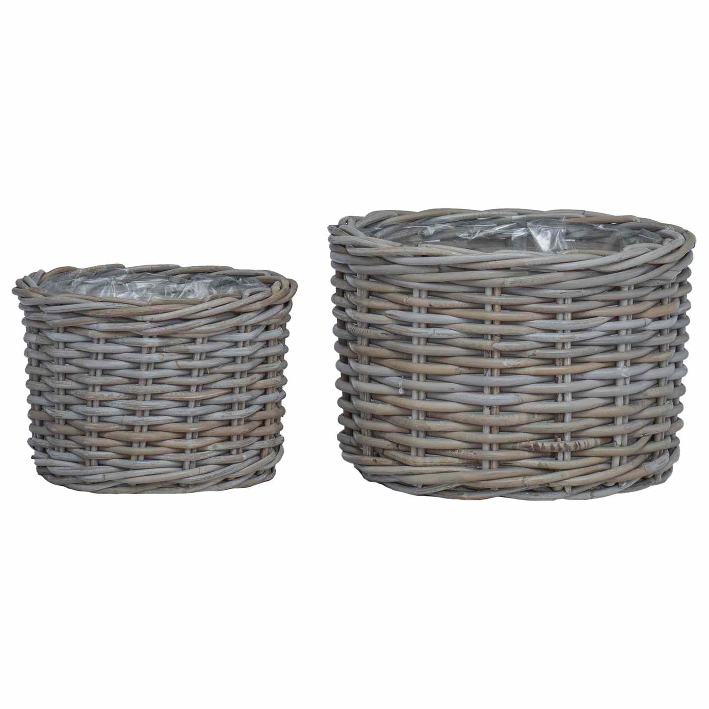 Bloempot Mand met opslag 2 pcs Grijs Kubu Rattan