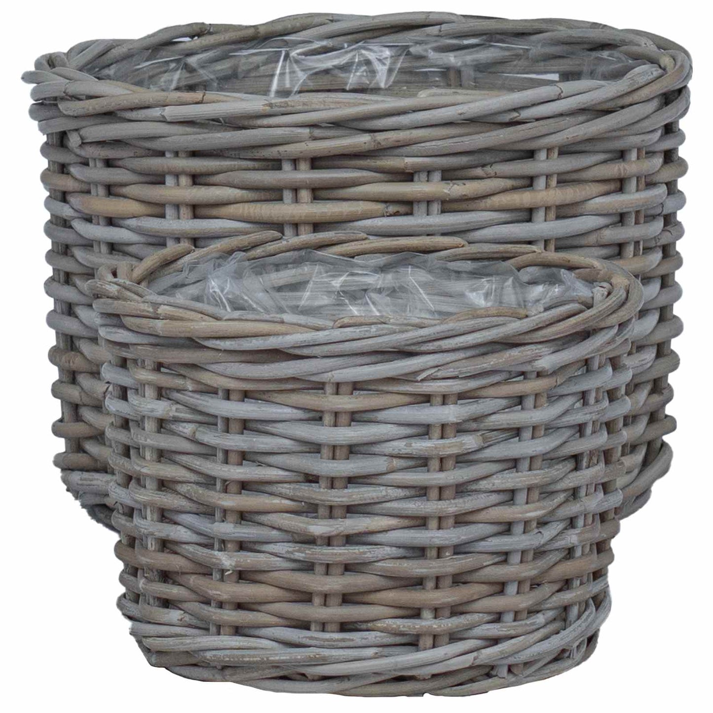 Bloempot Mand met opslag 2 pcs Grijs Kubu Rattan