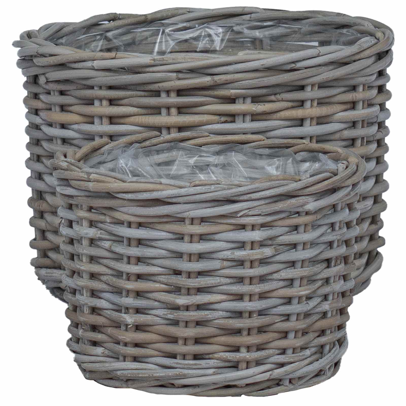 Bloempot Mand met opslag 2 pcs Grijs Kubu Rattan