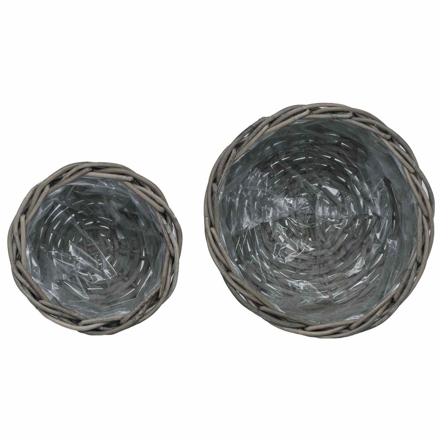 Bloempot Mand met opslag 2 pcs Grijs Kubu Rattan