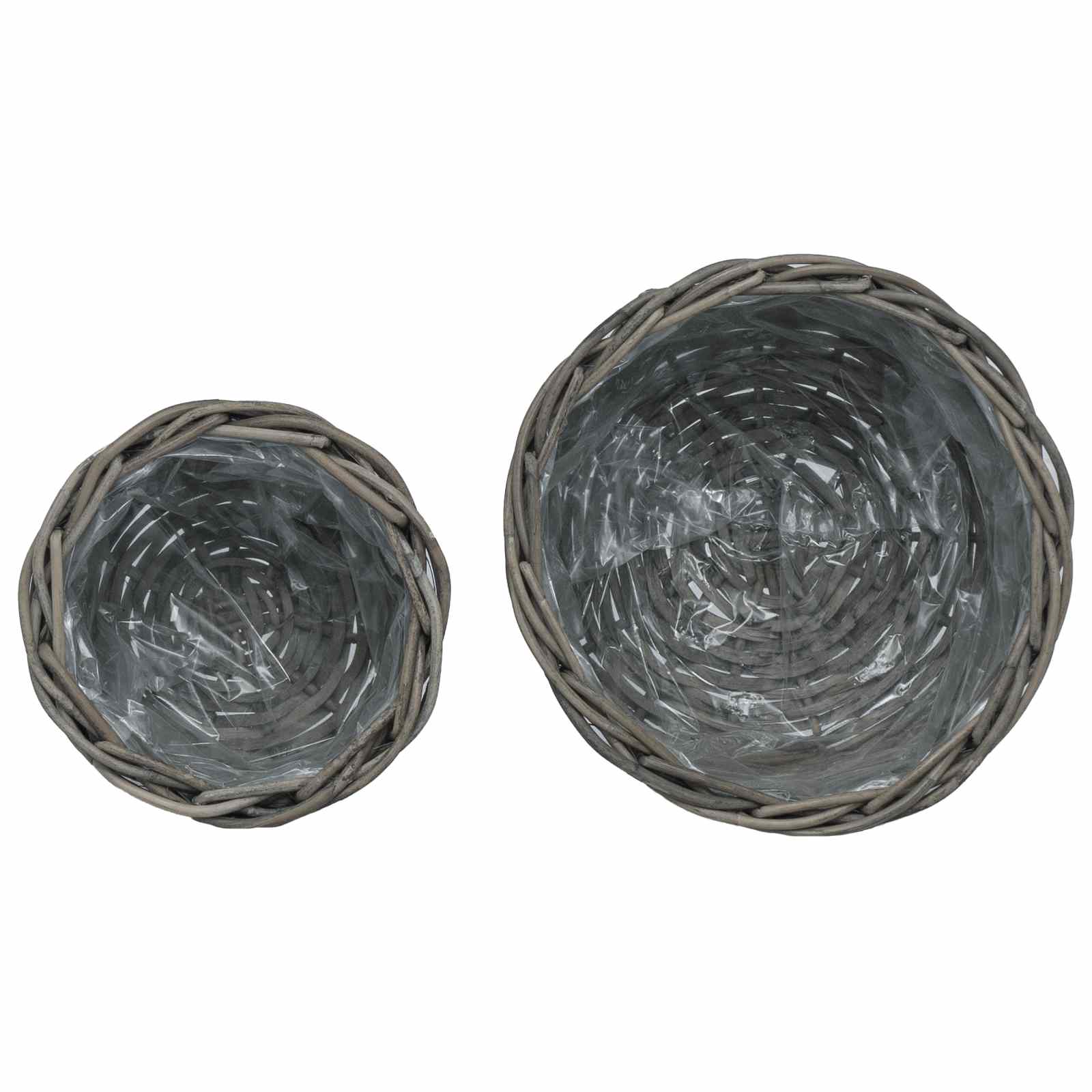 Bloempot Mand met opslag 2 pcs Grijs Kubu Rattan