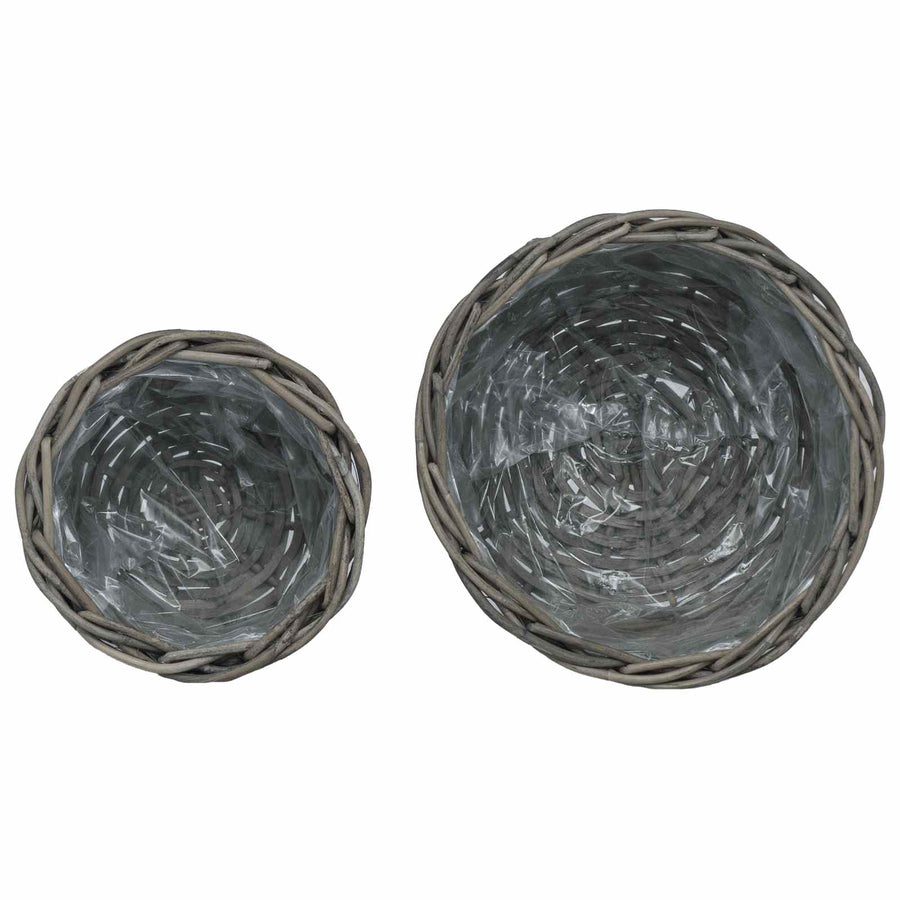 Bloempot Mand met opslag 2 pcs Grijs Kubu Rattan