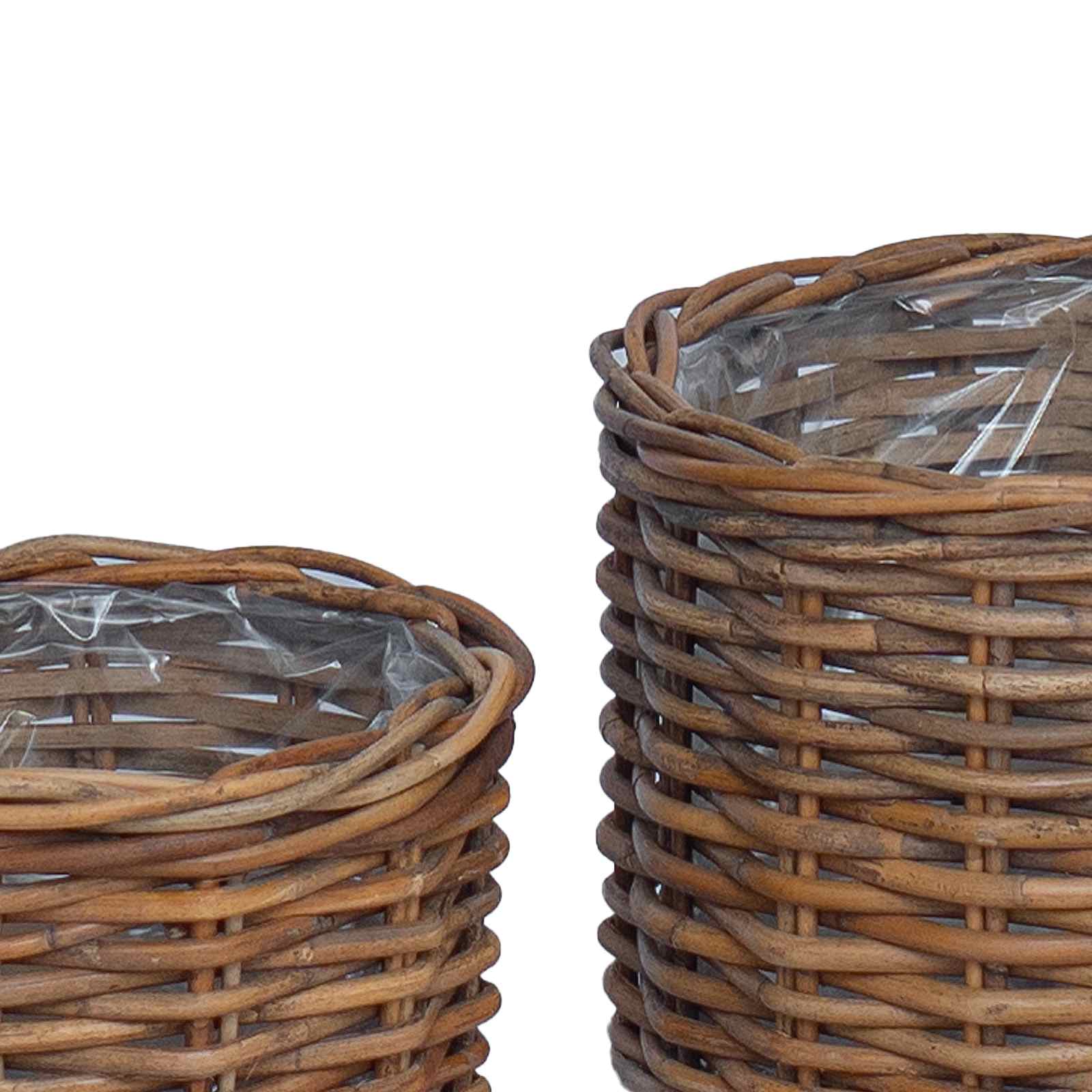 Bloempot Mand met opslag 2 pcs Bruin Kubu Rattan