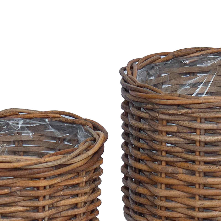 Bloempot Mand met opslag 2 pcs Bruin Kubu Rattan