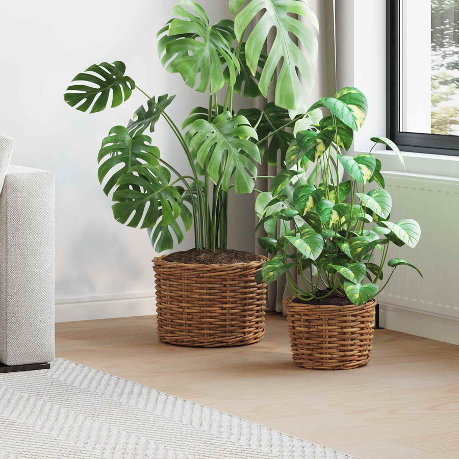 Bloempot Mand met opslag 2 pcs Bruin Kubu Rattan
