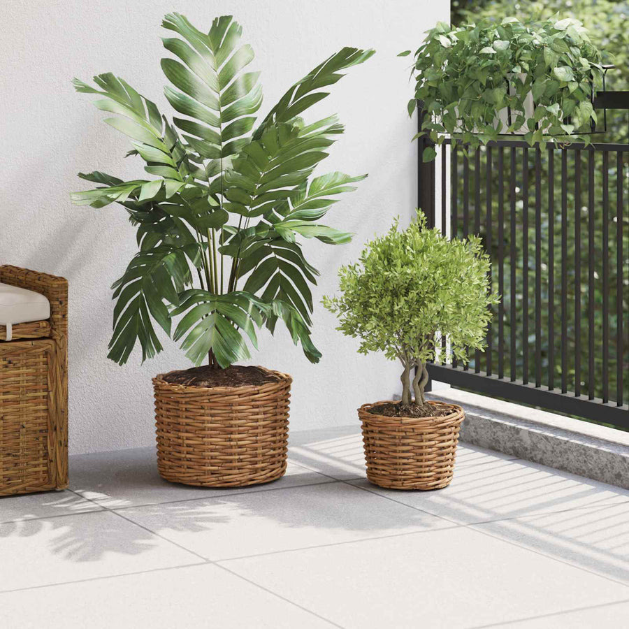 Bloempot Mand met opslag 2 pcs Bruin Kubu Rattan