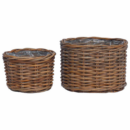 Bloempot Mand met opslag 2 pcs Bruin Kubu Rattan
