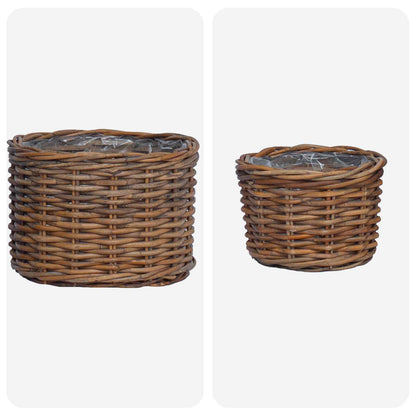 Bloempot Mand met opslag 2 pcs Bruin Kubu Rattan