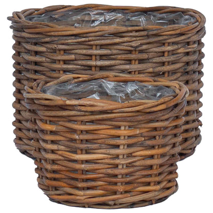 Bloempot Mand met opslag 2 pcs Bruin Kubu Rattan