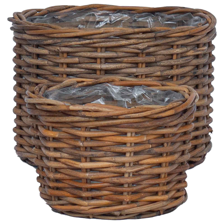 Bloempot Mand met opslag 2 pcs Bruin Kubu Rattan
