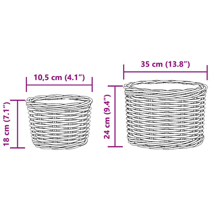 Bloempot Mand met opslag 2 pcs Bruin Kubu Rattan