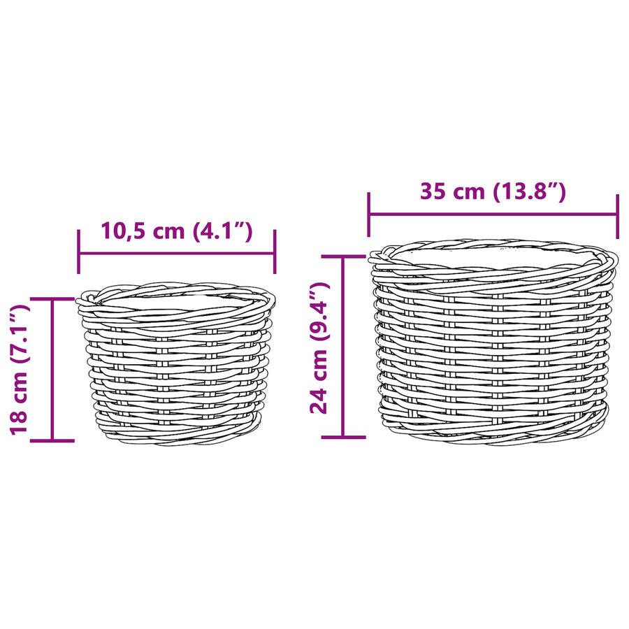 Bloempot Mand met opslag 2 pcs Bruin Kubu Rattan