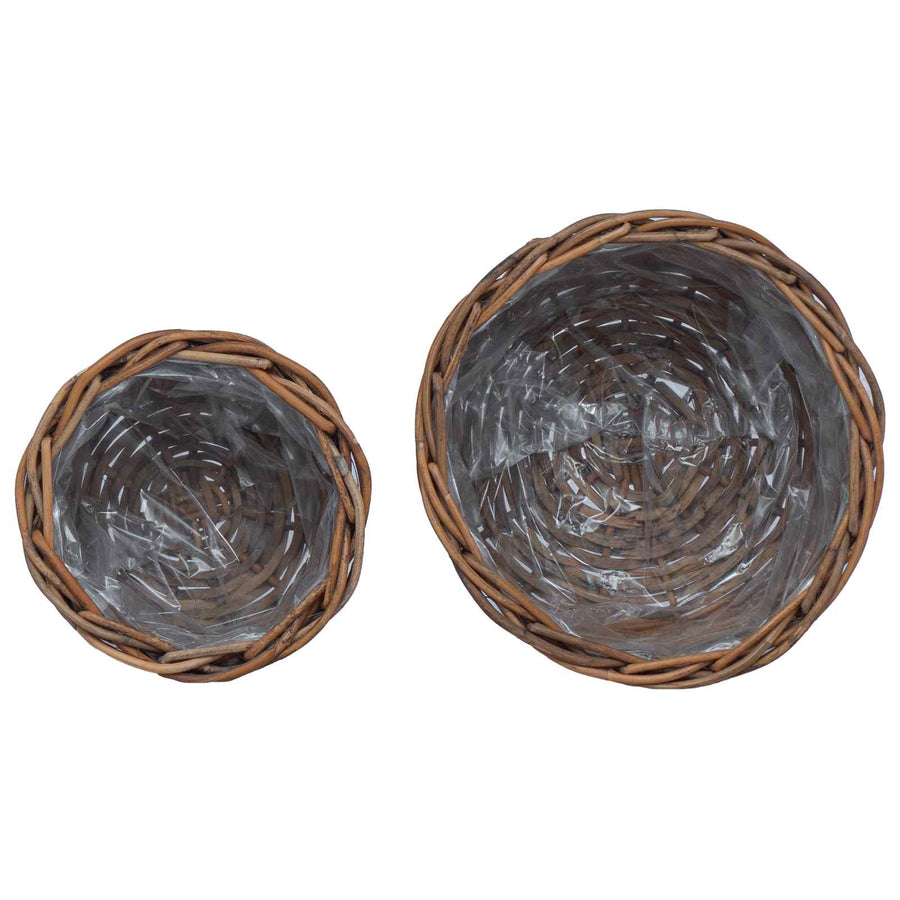 Bloempot Mand met opslag 2 pcs Bruin Kubu Rattan