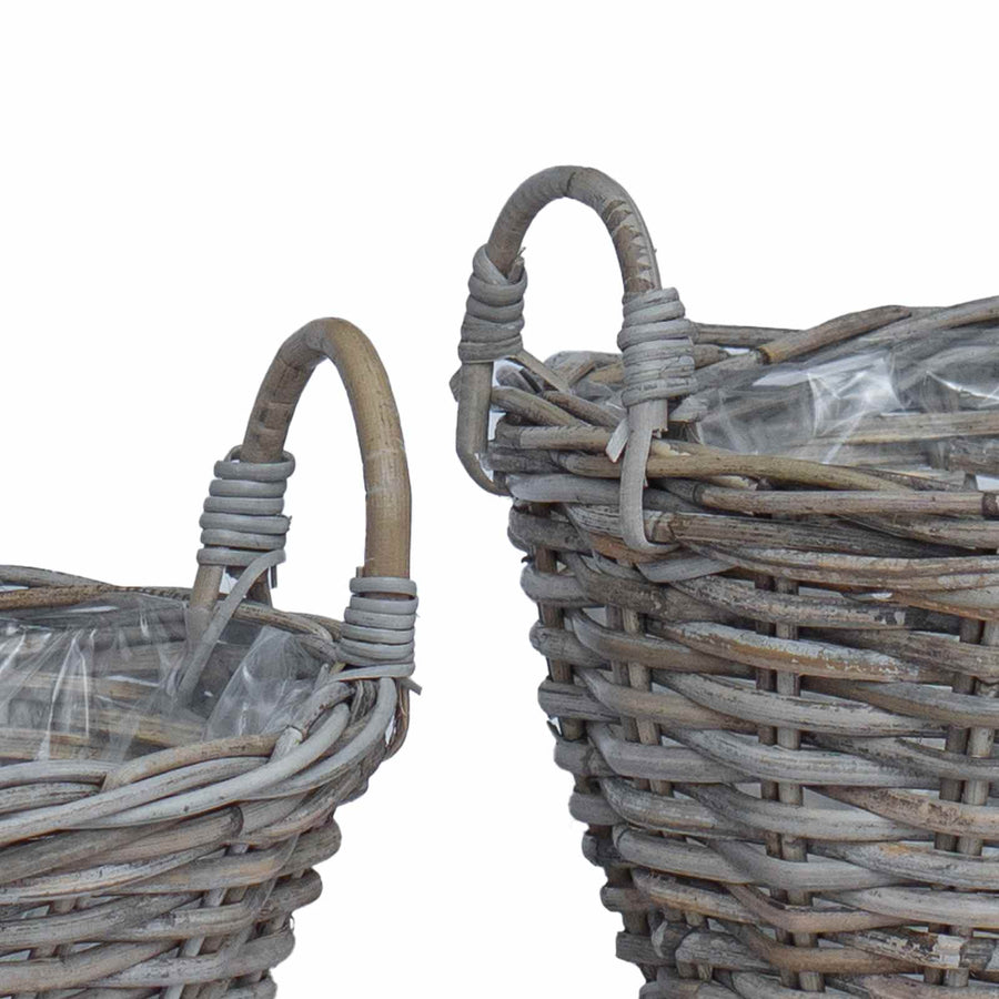 Plantenmand met opslag 2 pcs Grijs Lacak Riet