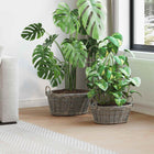 Plant basket with storage 2 pcs Grey Rattan