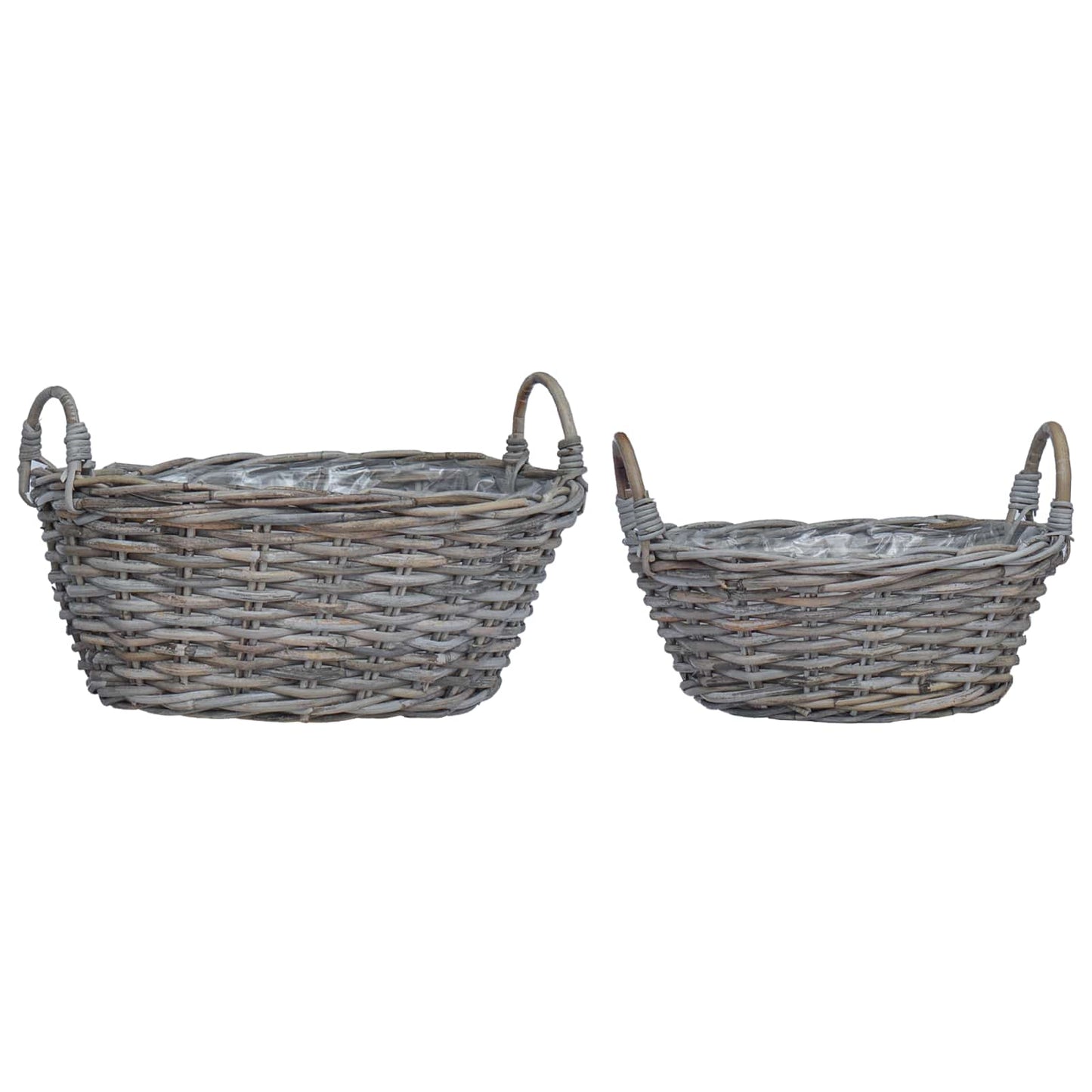 Plantenmand met opslag 2 pcs Grijs Lacak Riet