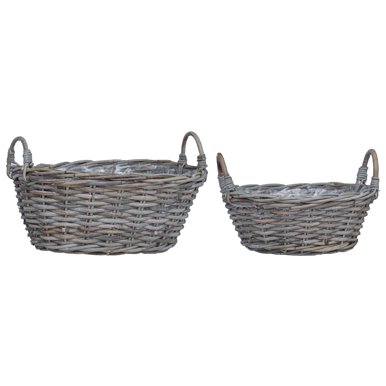 Plantenmand met opslag 2 pcs Grijs Lacak Riet