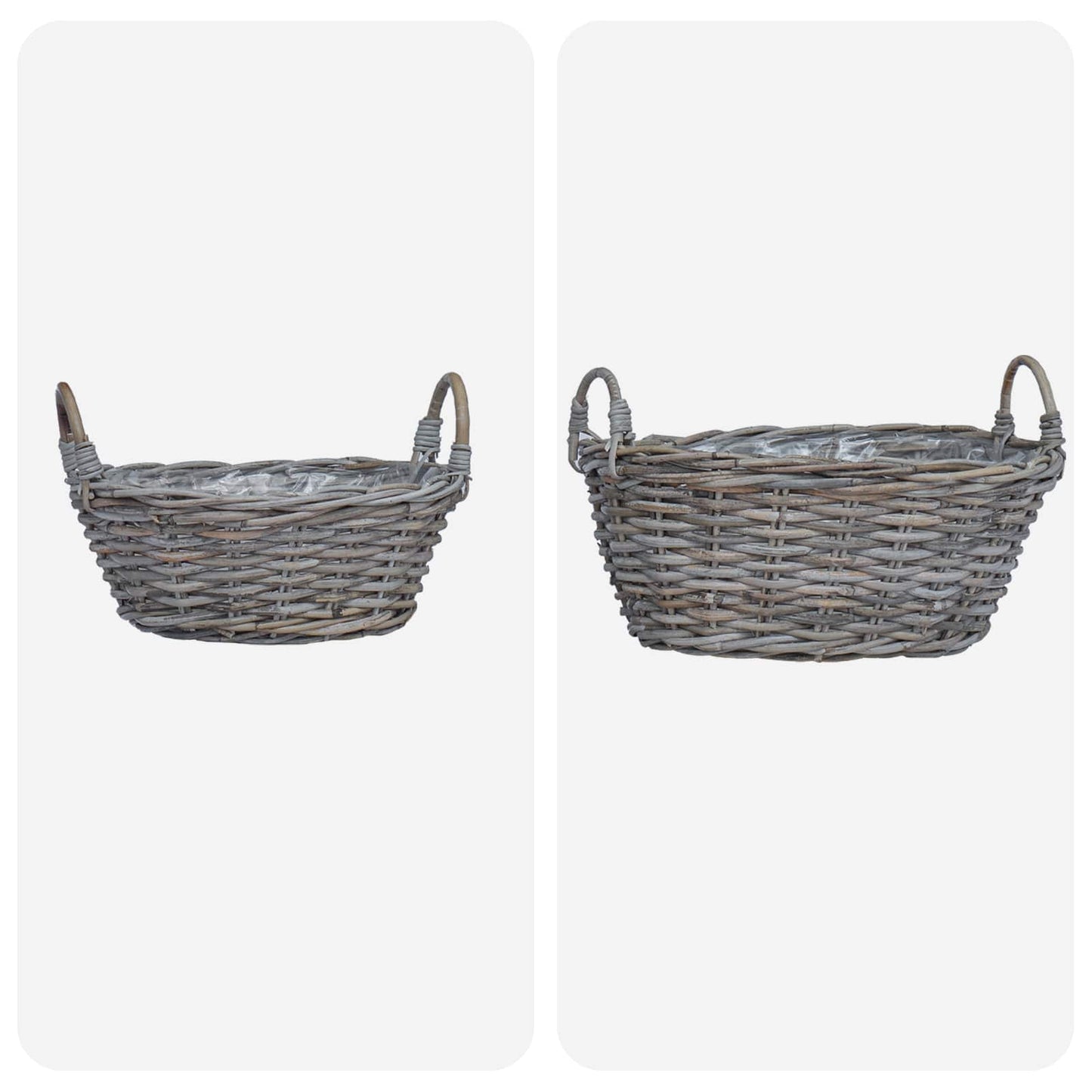 Plantenmand met opslag 2 pcs Grijs Lacak Riet